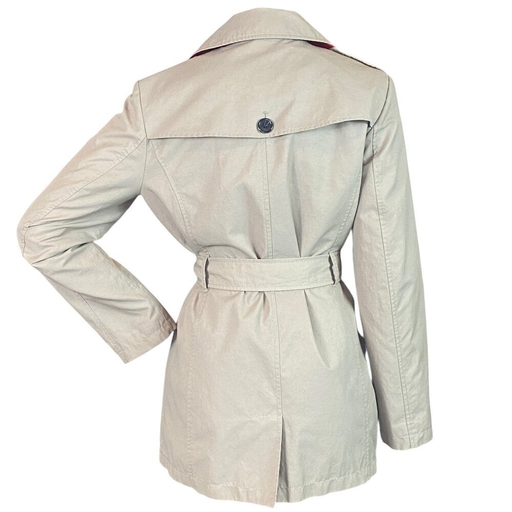Lands' End Cropped Trench‎ Coat Women's S (6-8) Khaki-Beige #294M - Picture 8 of 10